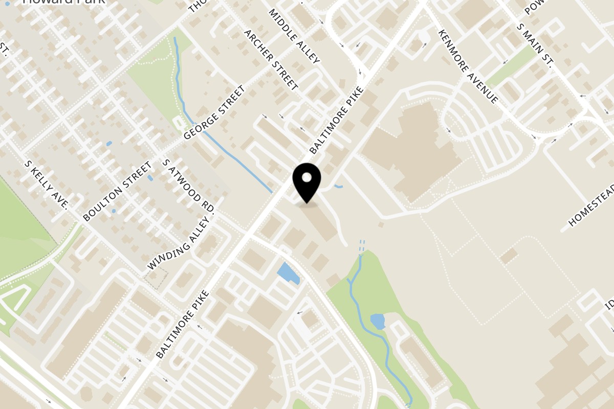 Map showing the location of Kabob Korner on 331 Baltimore Pike in Bel Air